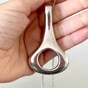 Sterling Silver Simon Sebbag SSD Chunky Modern Brutalist Pendant 14” 925 Chain